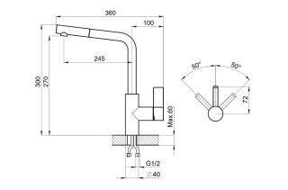 Смеситель для кухни Granula 2502, АЛЮМИНИУМ хром